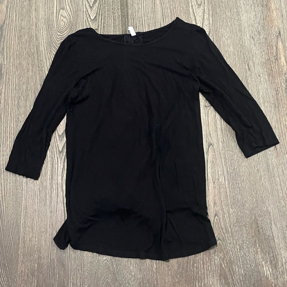 Acting Pro Blouse Pullover 3/4 Sleeve Lace Ruffled Back Size L